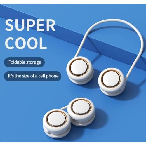 USB Portable Neck Fan Hanging Cold Hands Free Rechargeable Mini Sports Cooling Lazy Air Conditioner Dual Fan Home Office