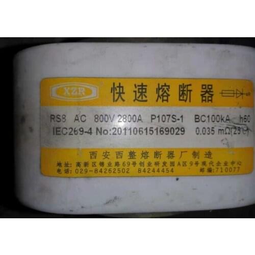 Fuses: RS8 AC800V 2800A P107S-1 BC100KA h60 aR / RS8 AC800V 3600A P4m107S h60 aR