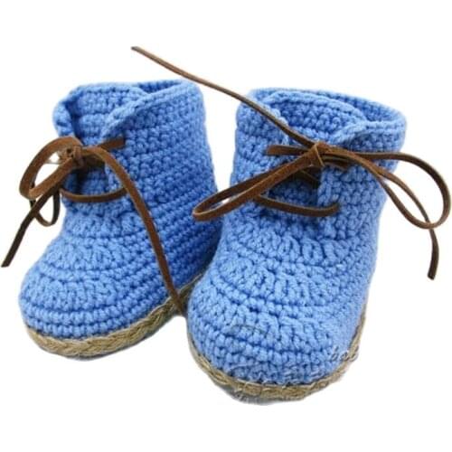 QYFLYXUE Hand woven baby baby wool shoes men baby step shoes spring and autumn new soft bottom wool shoes and socks 0-1 years ol
