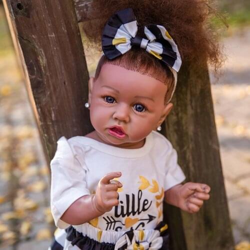 Hoomai 23" Black Skin Realistic Reborn Baby Dolls Soft Body for Kids Christmas Gift Best Playmates