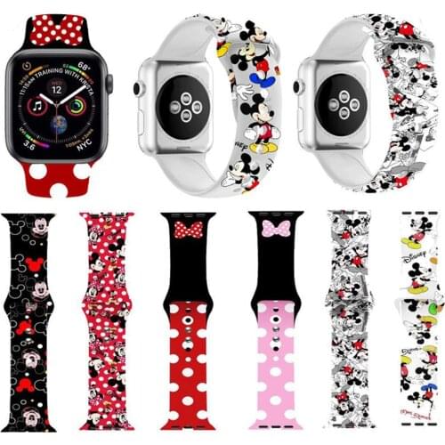 Disney Cute Mickey Minnie Watch Strap for Apple iWatch Band 4 5 6 Silicone Wristband Bracelet Replacement for iWatch 1 2 3 Strap