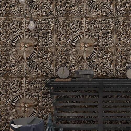 Retro Personality Creative Embossed Metal Wallpaper Bar Industrial Style Antique Hotel Background Wall Paper Papel De Parede 3 D