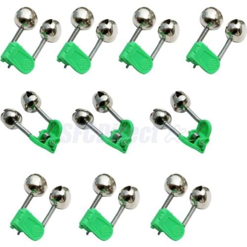 SUNTEK 10 Pcs Rod Clamp Sea Fishing Tip Bite Lure Alarm Twin Bell Ring