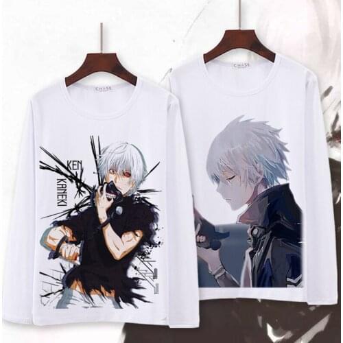 Tokyo Ghoul Cosplay T Shirt Kaneki Ken Spring Autumn Long Sleeve Anime T-shirt Cartoon Top Tee Halloween Cosplay Costume