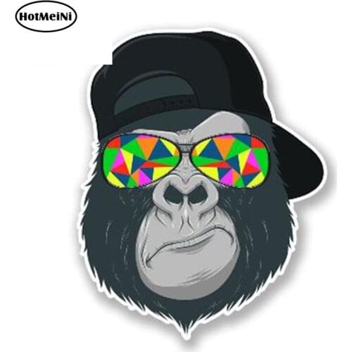 HotMeiNi 13cm x 11cm Cool Gorilla Head Vinyl Sticker Laptop Car Window Bike Helmet Decal Animal Funny Cartoon Car Stickers