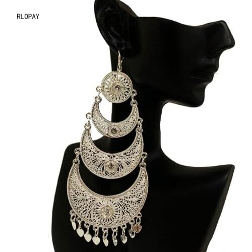 Vintage Pearl Earrings for Women Big Gold Heart Tassels Earrings Algerian Bridal Moon Dangle Drop Earrings 2021 Jewelry