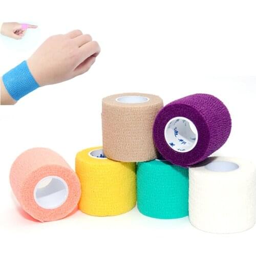 1PCS 5cm Colorful Self Adhesive Ankle Finger Muscles Care Elastic Medical Bandage Gauze Dressing Tape Sports Wrist Support