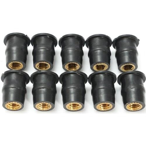 10pcs Motorcycle 5mm Metric Rubber Well Nuts Windscreen Windshield Fairing Cowl Fit for all Metric M5 Bolts