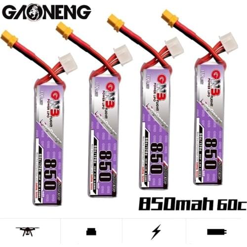 4Pcs GNB 11.4v 850mAh 60C/120C XT30U-F/XT60U-F Plug 3S HV Rechargeable LiPo Battery For RC Quadcopter FPV Racing DroneS Parts