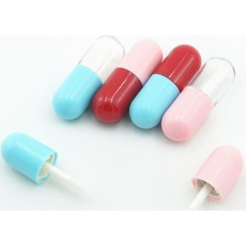 5Pcs/lot 3ml Mini Portable Lipgloss Tube Circular Capsule Shaped Lipgloss Container Empty LipglossTube Plastic Lip Glaze Bottle