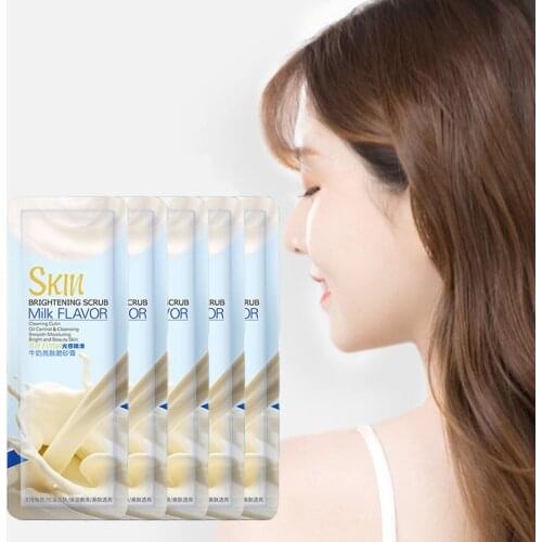 LAIKOU 5pc Portable Milk Body Scrub Cream Deep Cleansing Skin Whitening Go Cutin Dead Skin Treatment Acne Moisturizing Body Care