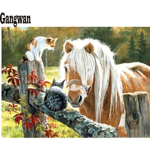 5D DIY diamond painting Grassland Horse cat embroidery rhinestone cross stitch full square circular painting diamond mosaic art