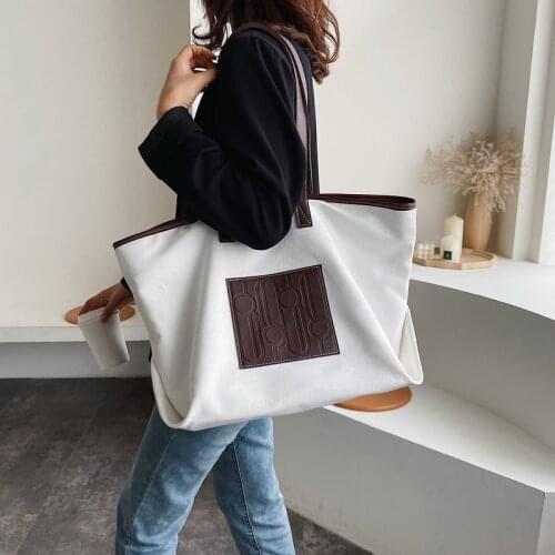 Big Casual Canvas Tote Bags for Women 2020 New Shoulder Bag Handbags Office Lady Crossbody Designer Clutch Bag Black Coffee BB90