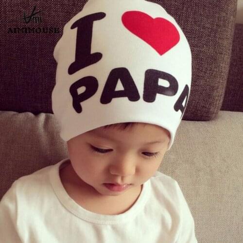 Baby Hat Newborn Boys Girls Cap Cotton Beanie Spring Hat for Kids I Love mama papa Printed Baby Hat Autumn Warm Hat for Children