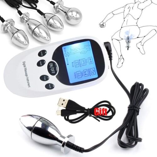 Electric Shock Pulse Anal Butt Plug Metal Vaginal Ball Dildo Vibrator E-Stim Prostate Massager BDSM Anal Dilator Couple Sex Toys