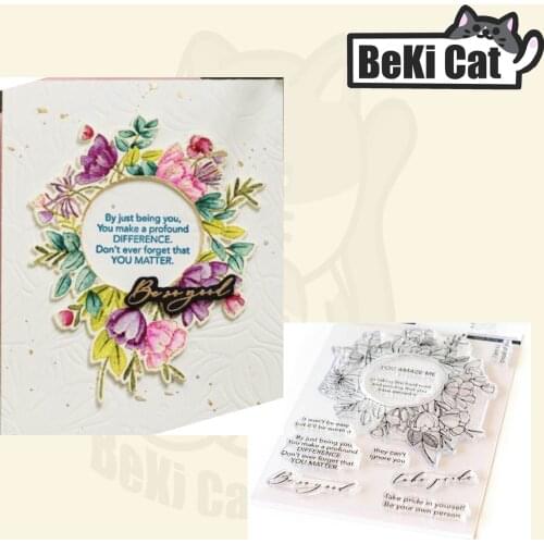Background flowers words Clear Stamps for DIY Scrapbooking/Card Making Fun Decoration Supplies