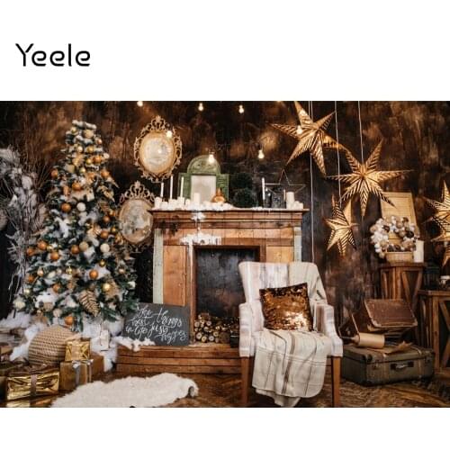 Yeele Christmas Tree Fireplace Stars Chair Home Decor Photography Backgrounds Customized Photographic Backdrops for Photo Studio