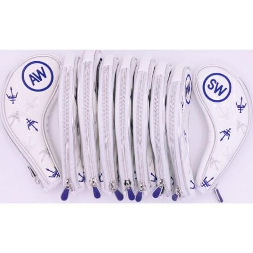 ZIPPER golf irons headcover bright leather golf club Iron set covers #4-9PAS 3 colors