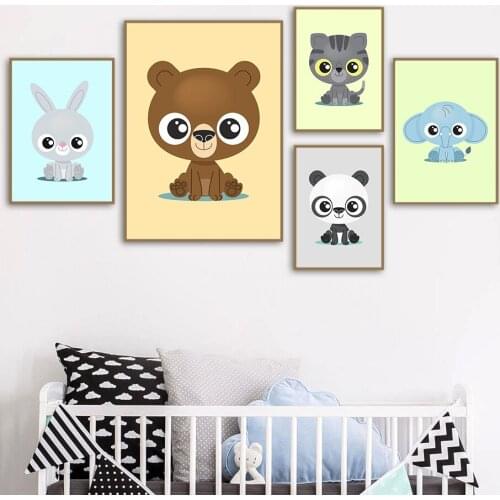 Cartoon Lion Panda Tiger Rabbit Wall Art Canvas Painting Nordic Posters And Prints Animal Wall Pictures Baby Kids Room Decor