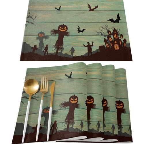 Halloween Crow Zombie Table Mats for Dining Table Kitchen Table Coaster Accessories Modern Home Decor car coaster