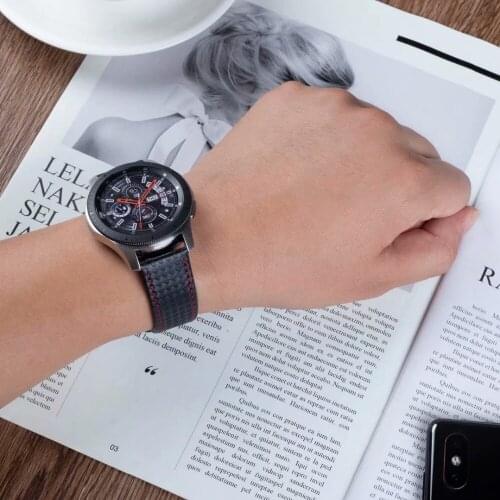 Leather Straps for Samsung Galaxy Watch 46mm Galaxy Gear S3 Carbon Fibre Pattern 22mm Watch band for Huawei Watch Huami Ticwatch