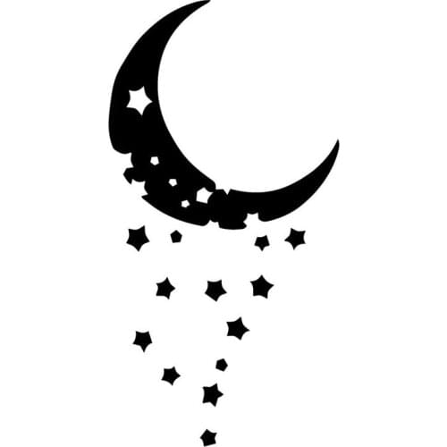 Creative Moon and Meteor Decals, High Quality Car Decoration Decals, Personalized Pvc Waterproof Decals, Black/white, 18cm *9cm