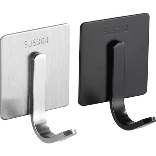 Stainless Steel Hooks Door Wall Clothes Towel Hook Pasted Metal Bathroom Bracket Kitchen Bathroom Accessories