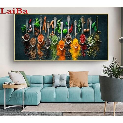 Kitchen Theme Wall Art Full Square/Round Drill 5D DIY Diamond Painting seasoning 3D Embroidery spices Cross Stitch 5D Home Decor