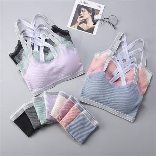 Hot Women Underwear Push Up Lace Bralette Sexy Lingerie femme Bra Set Tops Wirefree Padded Intimate Female Briefs Panties set