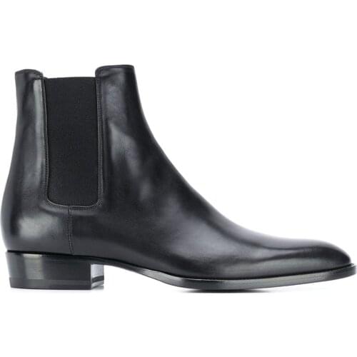 Mens Shoes Black Leather Chelsea Boots Paris Wyatt