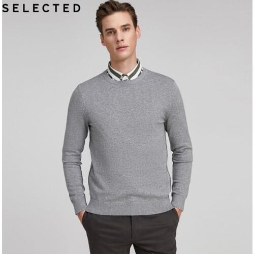 SELECTED Mens Temperament Pullover Knit Cotton Long-sleeved Sweater S|420124538
