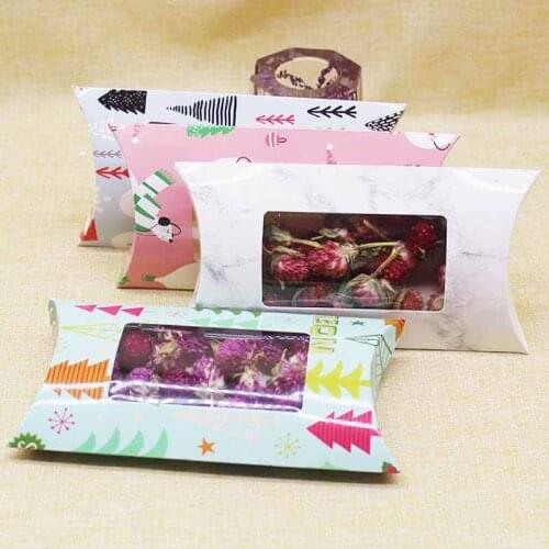 Newest big pillow windon Box For Gift Christmas box DIY Handmade marbling Candy Decorations Event Party Supplies package