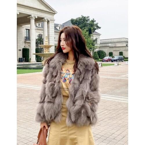 Obrix Streetwear Fashion Trendy Real Finland Fox Legs Fur Coat Square Collar Full Sleeve Cool Fur Coat For Women