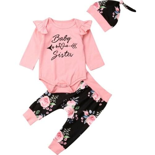 Newborn Baby Girl Clothes Romper Tops+Floral Pants Leggings Autumn Girl Kids Clothes Outfit Set 0-24M