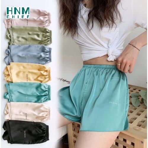 HNMCHIEF Women Sleep Short Silk Pants Pajamas Summer Shorts Simple Elastic Waist Casual Home Pants Lounge Sleepwear Bottoms