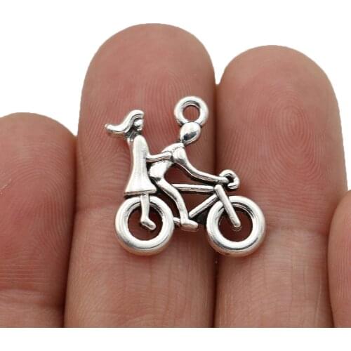 20pcs Tibetan Silver Plated Lovers Bicycle Charms Pendants for Bracelet Jewelry Making Earrings DIY Handmade 20x19mm
