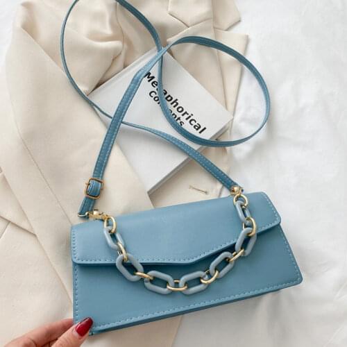 Casual Solid Color Handbags For Women High Quality Simple Pu Leather Shoulder Bag Chain Designer Trend Female Crossbody Bag