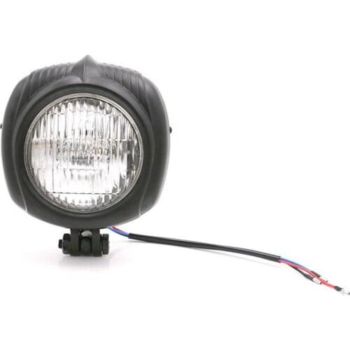 Clear Lens Retro Vintage Black Headlight Lamp Cafe Racer Touring Scooter Custom