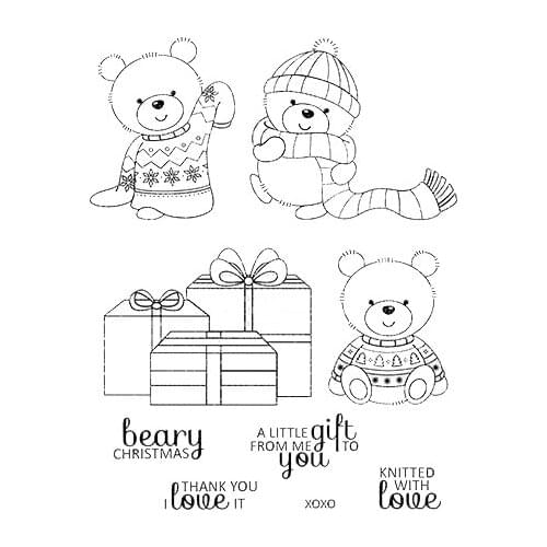 Bear Christmas Transparent Clear Silicone Stamp/Seal for DIY scrapbooking/photo album Decorative clear stamp sheets A1094