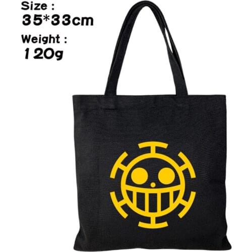 One Piece Law Straw Hat Skull Anime Hand Bag Shoulder Bag Shopping Grocery Bag Shopper Tote Canvas Bag