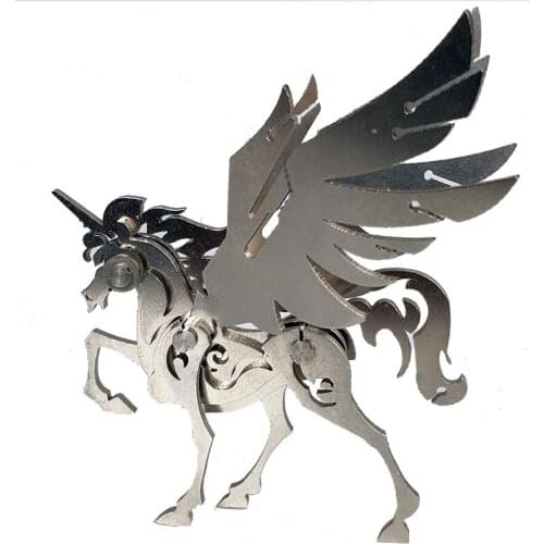 Steel Warcraft all metal three-dimensional assembly, Adult decompression mechanical model, Manual puzzle, Iron box unicorn