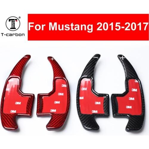 Car styling Real Carbon Fiber Steering Wheel Shift Paddles Extension Shifters For Ford Mustang 2015-2017 Interior Inner Decorate