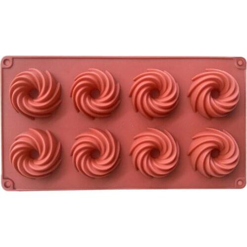 Universal Swirl Shapes Mold Reusable Non-stick Indeformable 8-Cavity Chocolate Jelly Cake Mold for Home Silicone Soap Molds