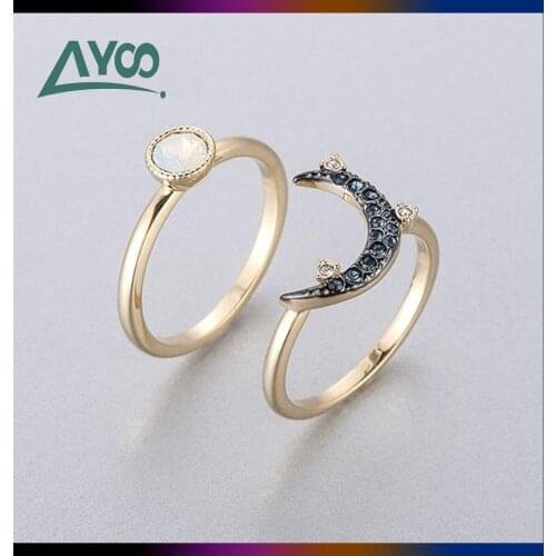 High Quality SWA Fashion Charm Mysterious Star and Moon Shapes Can Be Superimposed To Wear Exquisite Womens Rings