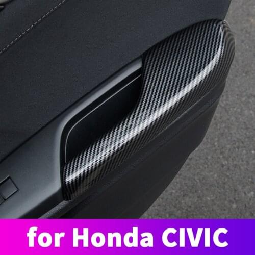 ABS carbon fiber door armrest protective cover with hand decoration modification For Honda Civic 10th 2016 2017 2018 2019 2020