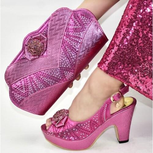 Ladies high heel shoes with stone 10.5CM italian shoes with matching bags african shoes and bags matching set for party 9310-6