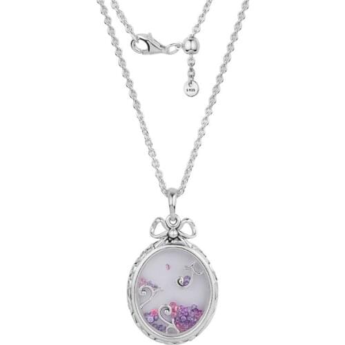 Locket of Dazzle Necklaces Jewelry Female Long Chain Necklaces for Women 925 Sterling Silver Pendant Necklaces Jewelry for Girls