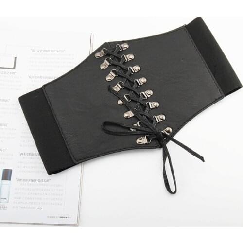 New Party Women Vintage Solid Belt Waist Cincher Lace Up Corset Bandage High Stretchy Adjustable Tie Wide Waistband for Female