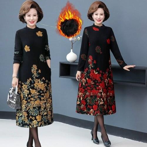 2021 New Women Sweater Dress Fashion Vintage Plus Size Loose Knitting Dresses Female Long Sleeve O-neck Women Dress XL-5XL Y437