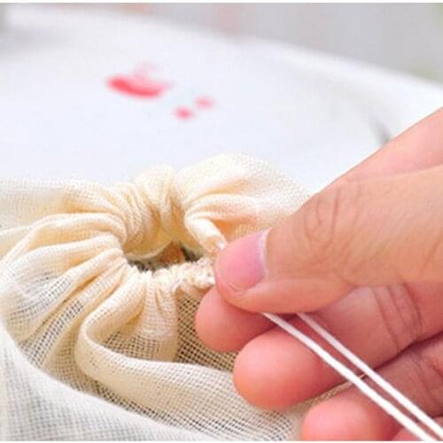 10pcs 8*10cm Cotton Drawstring Straining Tea Cooking Separate Spice Filter Bag Food Grade Teaware Coffee Disposable Tea Bags